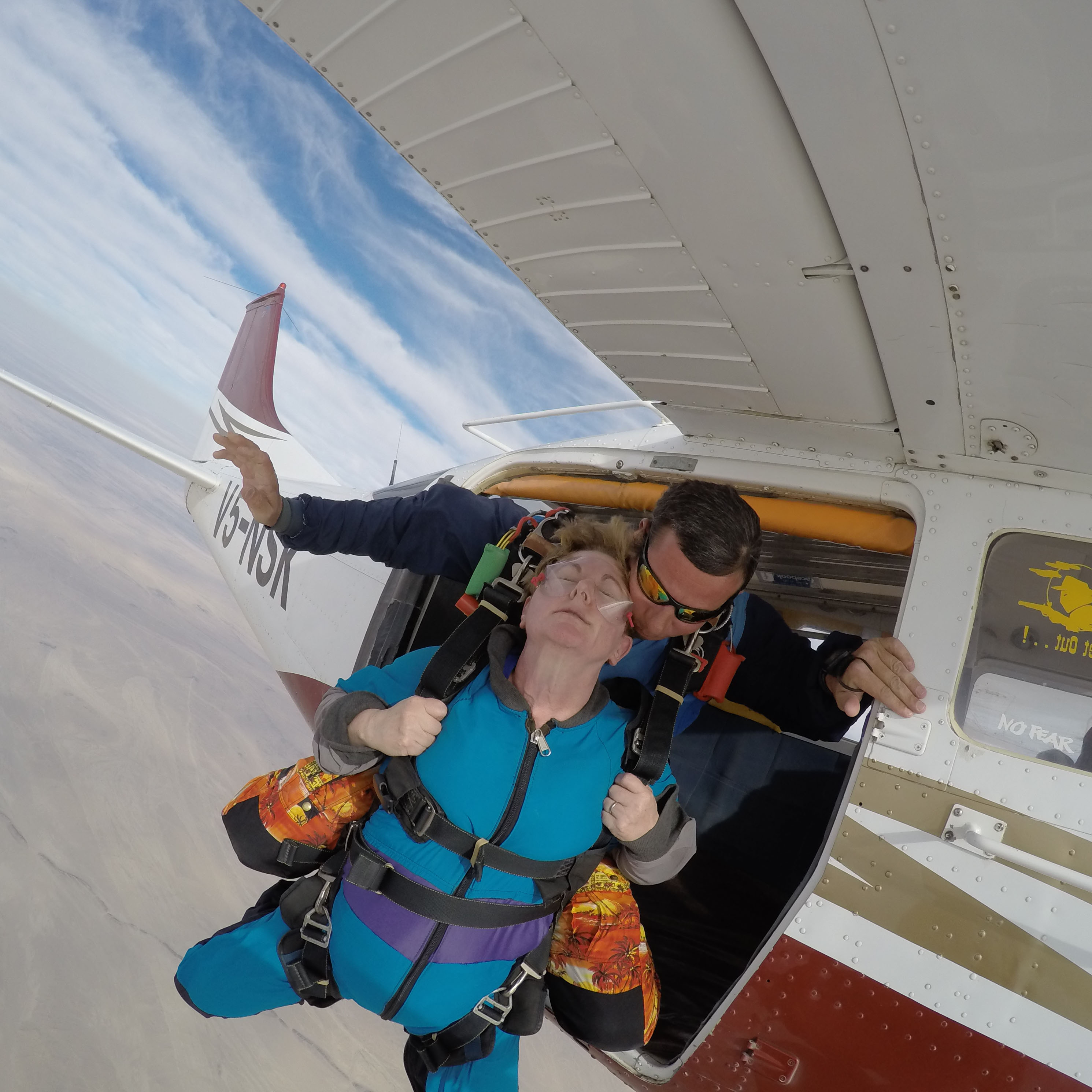 On the way out of the plane!