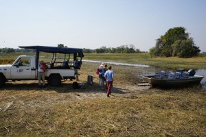 Arrival by boat to Nxamaseri Island Lodge
