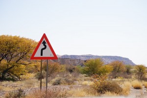 Finding your way in the Namibian countryside, sometimes there is a twist in the road
